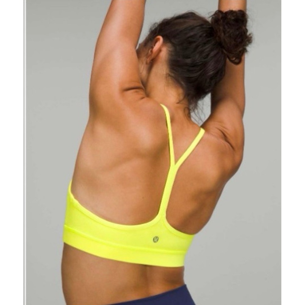 Lululemon Flow Y Bra Nulu Electric Lemon Neon Yellow Size 4 W2CTIS